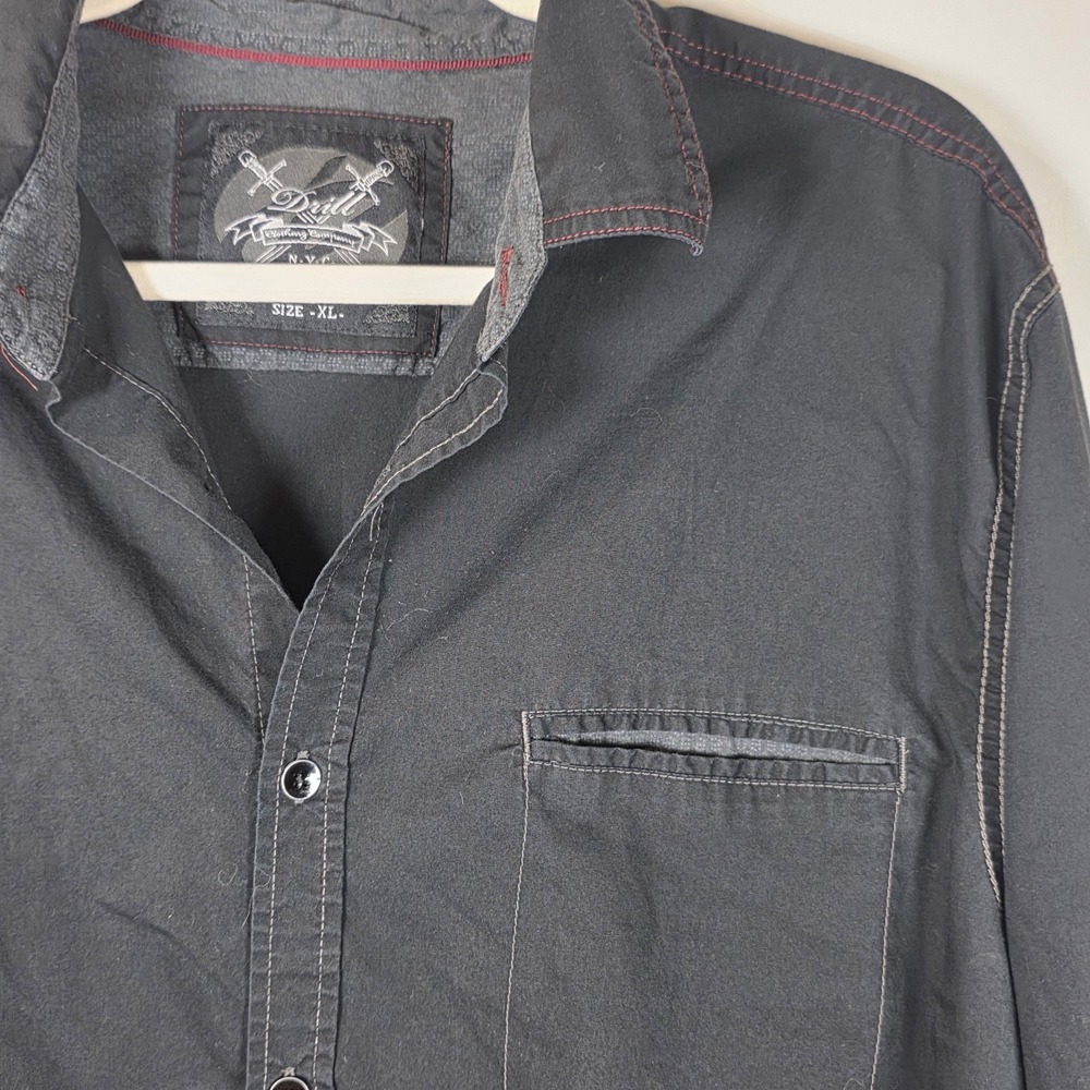 Drill Clothing Co Mens Black Long Sleeve Shirt XL Granola streetCasual Goth Glam - Picture 4 of 10